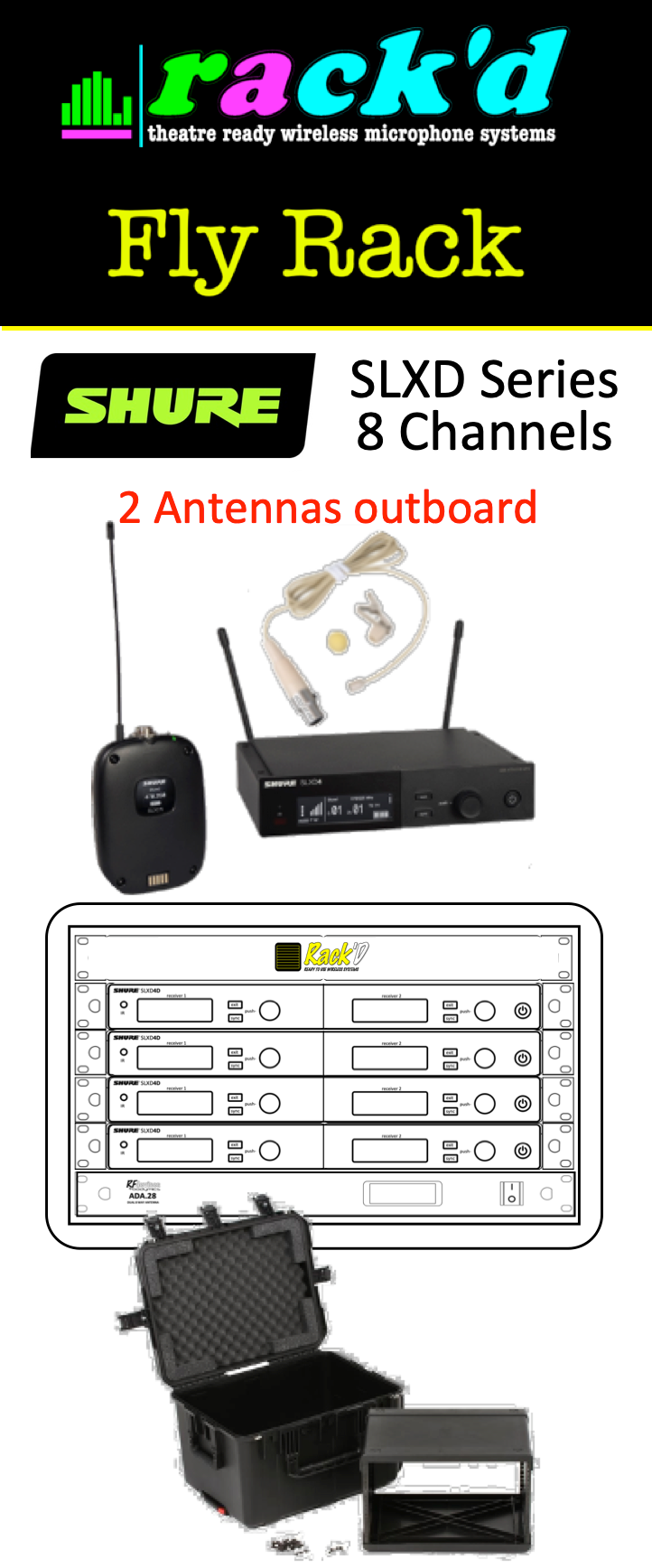 (C41) .8ch Rack'd Fly Shure SLXD 8 Channel Ready to Use Wireless Syste