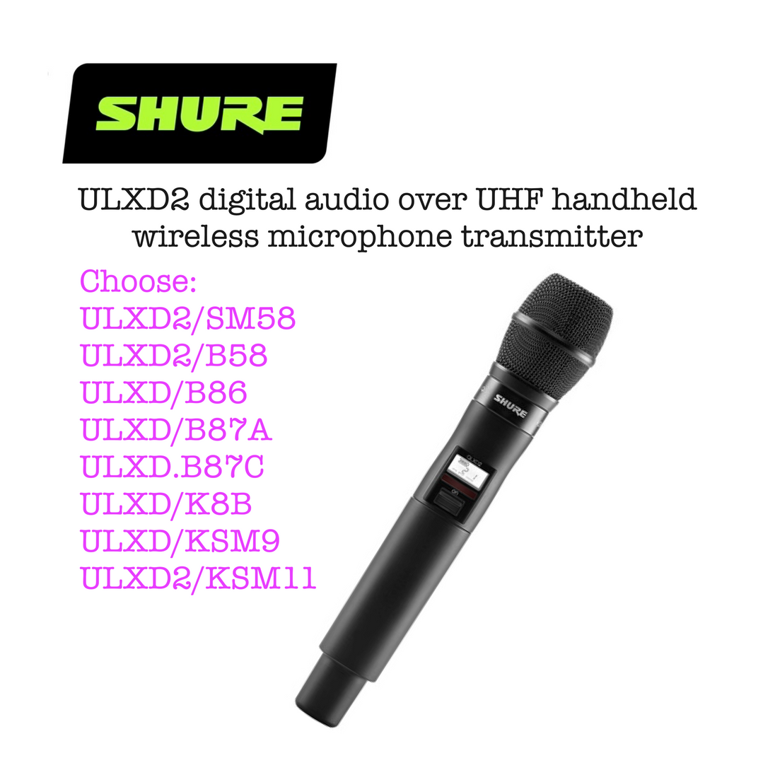C91) Shure ULXD2 - Handheld Transmitter for Shure ULXD Wireless Syste C91) Shure ULXD2 - Handheld Transmitter for Shure ULXD Wireless Syste