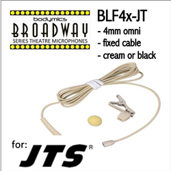 BLF4 for JTS (JT) 3/16" Omni Hairline/Lavalier Mic - Cream or Black BLF4c-JT BLF4b-JT BLF4c-JT BLF4b-JT (Bodymics Broadway)