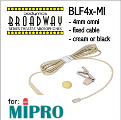 BLF4 for MiPro (MI) 3/16" Omni Hairline/Lavalier Mic - Cream or Black BLF4c-MI BLF4b-MI BLF4c-MI BLF4b-MI (Bodymics Broadway)