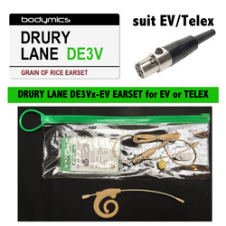 DE3V for ElectroVoice Telex (EV) 1/10" (<3mm) Omni Flexible Adjustable Length Boom Earset Mic - Cream or Black DE3Vc-EV DE3Vb-EV (Bodymics Drury Lane)