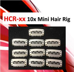 c. HCR-xx 10 pack of black brown or cream hair clip hair rigs to hold hairline mics in place
